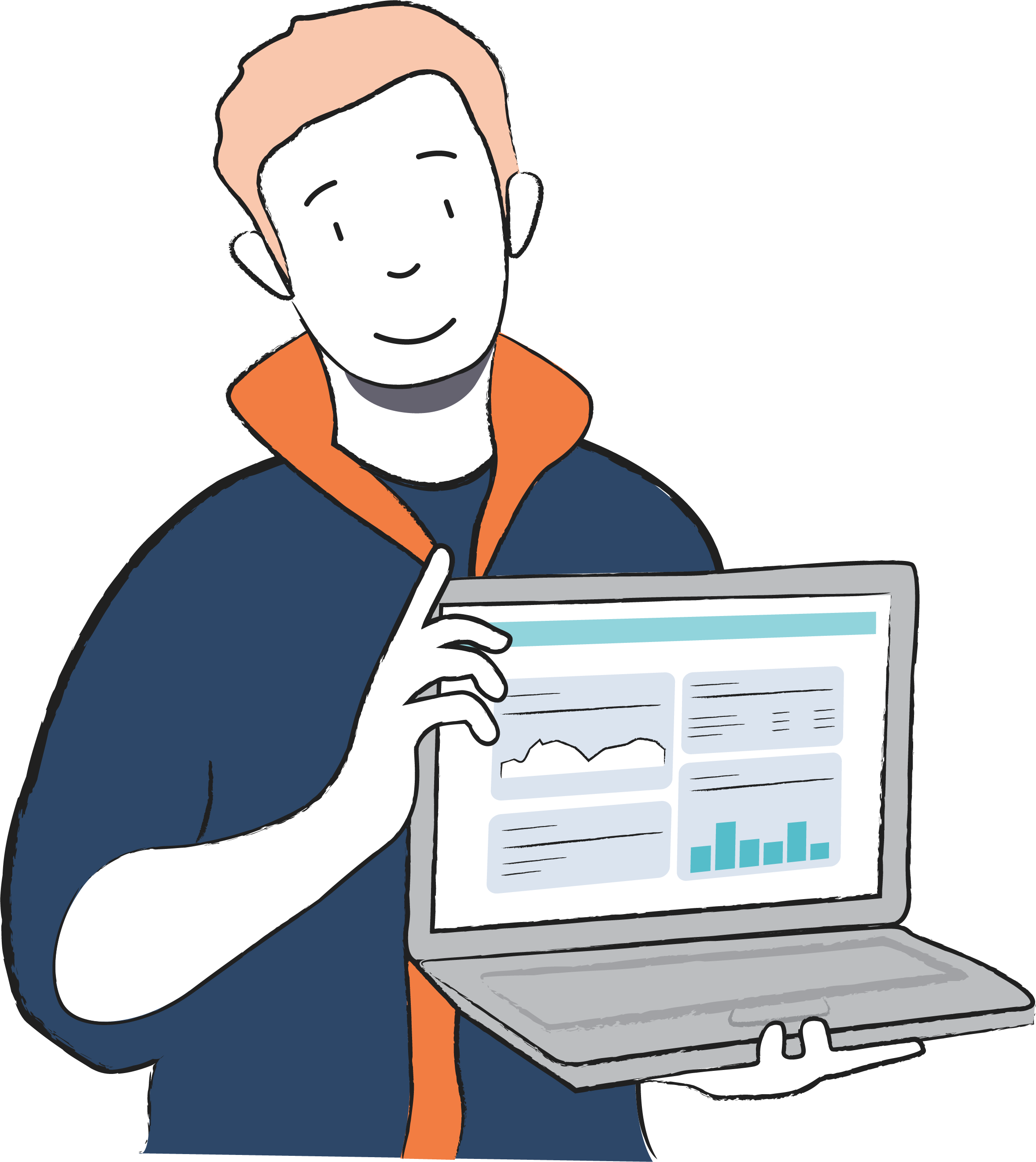 illustration of man using cloud accounting software